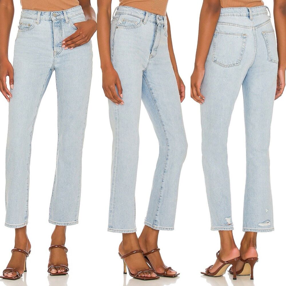 Lovers & Friends Womens Jeans Size 31 Reece High‎ Rise Slim Straight Light Wash